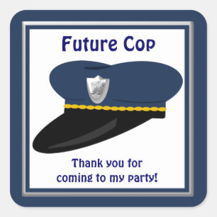 Toekomstige Cop Politie Pet Party Favors Vierkante Sticker