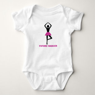 Toekomstige danser, ballerina zwart, heet roze op romper