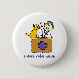 Toekomstige dierenarts - Meisje met kat Ronde Button 5,7 Cm