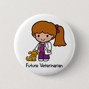 Toekomstige dierenarts - meisje ronde button 5,7 cm