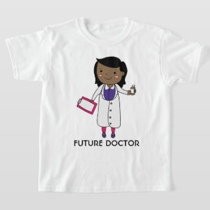 Toekomstige Dokter Meisje Bruine Huid Zwart Haar T-shirt