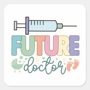 Toekomstige Dokter Schattig Medisch voor Dokterd Vierkante Sticker