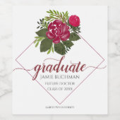Toekomstige Graduatie Dr. Floral Trendy Script Red Wijn Etiket (Enkel label)