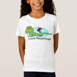 Toekomstige herpetoloog met hagedis met geboorde h t-shirt