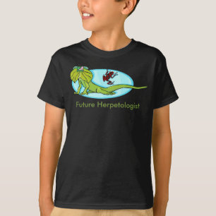 Toekomstige herpetoloog met hagedis met geboorde h t-shirt