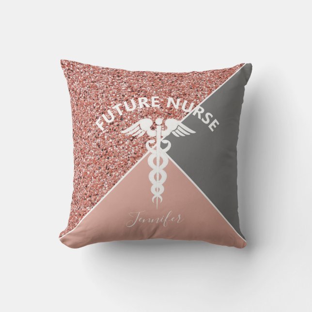 Toekomstige medische verpleegkundige roze glitter  kussen (Voorkant)