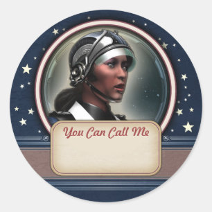 Toekomstige merktekens voor vrouwelijke namen hers ronde sticker