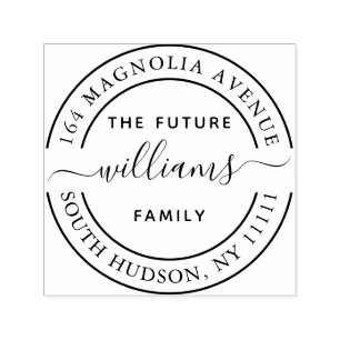 Toekomstige Mevr. en Mevr. Family Calligraphy Logo Zelfinktende Stempel