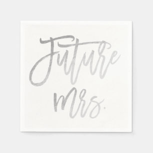 Toekomstige Mevrouw Faux Zilver Folie Moderne Brui Servet