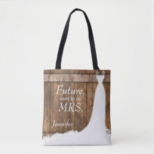 Toekomstige mevrouw in Rustic Wood Style Tote Bag