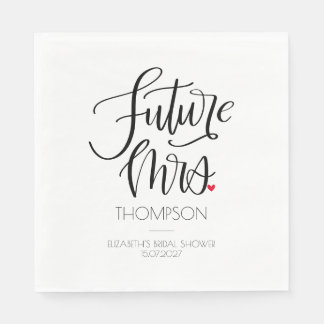 Toekomstige Mevrouw Moderne Calligraphy Hart Bruid Servet