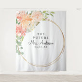 Toekomstige Mevrouw Perzik Bloemrijke Bruidsdouche Wandkleed (Voorkant)