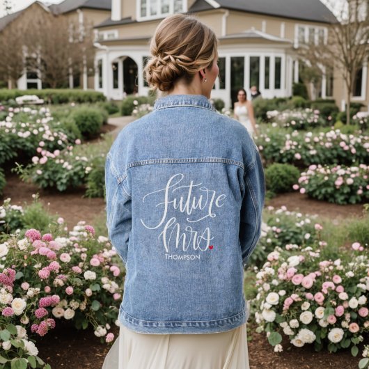 Toekomstige Mevrouw Verloofde Man Op Maat Denim Jacket (Huwelijk Achterkant)