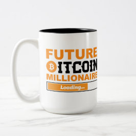 Toekomstige Miljonair Bitcoin Humor Cryptovaluta Tweekleurige Koffiemok