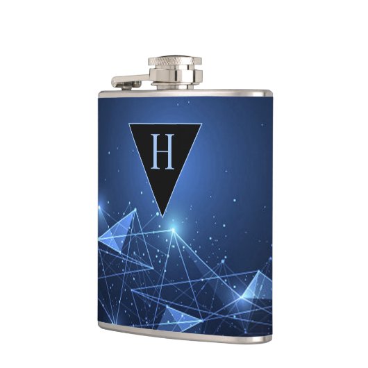 Toekomstige moderne technische monogrammen heupfles (Links)