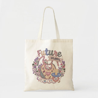 Toekomstige Moeder Patchwork Borduurwerk Bloem Gra Tote Bag