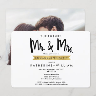 Toekomstige Mr en Mrs Custom Photo Engagement Part Kaart