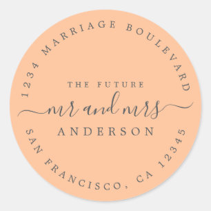 Toekomstige Mr. Mrs. Oranje bruiloft retour adres Ronde Sticker