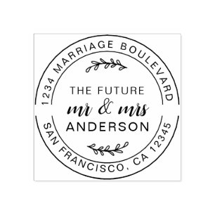 Toekomstige Mr Mrs Ronde Retouradres Rubberstempel