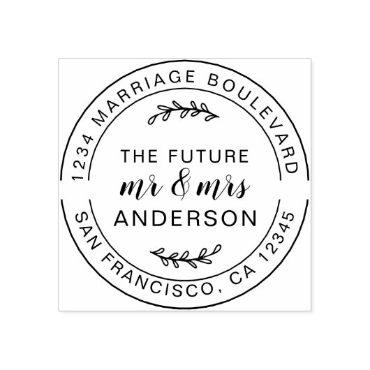 Toekomstige Mr Mrs Ronde Retouradres Rubberstempel (Afrduk)