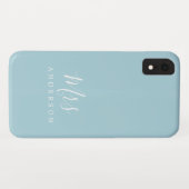 Toekomstige Mrs Blue Glow Chic Script Bride Gift Case-Mate iPhone Case (Achterkant (horizontaal))