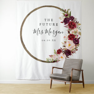 Toekomstige Mrs Bruidsfeest Backdrop Boho Burgundy Wandkleed