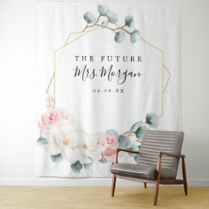 Toekomstige Mrs Bruidsfeest Backdrop Groene Bloeme Wandkleed