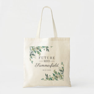 Toekomstige Mrs Bruiloftsfeest Eucalyptus Script Tote Bag