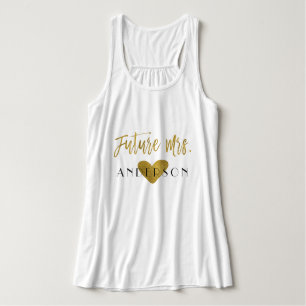 Toekomstige Mrs. Gold Folie en Wit met Hart Tanktop