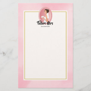 Toekomstige Mrs. met Bride in Wedding Gown Briefpapier