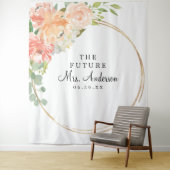 Toekomstige Mrs Peach Bloemig Bruiloftsontvangst B Wandkleed (In situ)