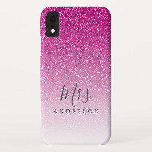 Toekomstige Mrs Pink Glitter Ombre Chic Script Bri iPhone XR Hoesje