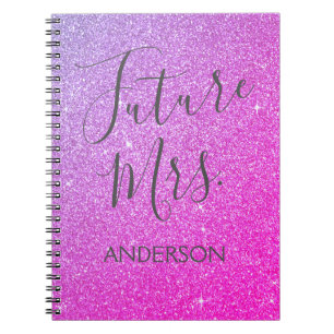 Toekomstige Mrs Pink Paarse Sparkle Glitter Notitieboek