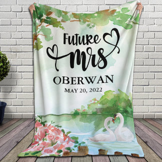 Toekomstige Mrs Script Modern Name Vrijgezellenfee Fleece Deken