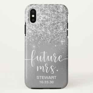 Toekomstige Mrs Silver Glitter Case-Mate iPhone Ho XS Hoesje