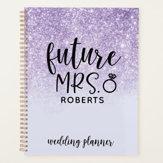 Toekomstige Mrs Wedding Paarse Glitter Planner (Voorkant)