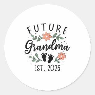 Toekomstige oma 2026 zwangerschapsaankondiging voo ronde sticker