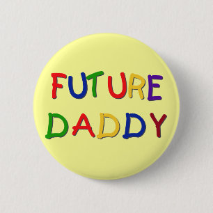 Toekomstige Papa Primaire Kleuren Tshirts en Gesch Ronde Button 5,7 Cm