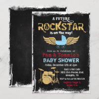 Toekomstige Rockstar trommel Baby shower uitnodigi