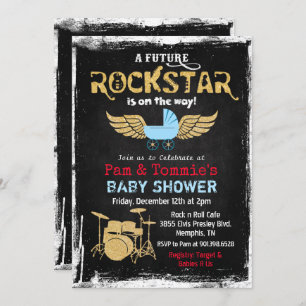 Toekomstige Rockstar trommel Baby shower uitnodigi Kaart