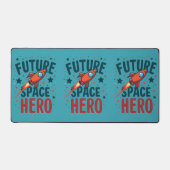 Toekomstige Space Hero Retro Rocket Ship Ontwerp Bureaumat (Voorkant)