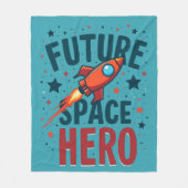 Toekomstige Space Hero Retro Rocket Ship Ontwerp Fleece Deken (Voorkant)