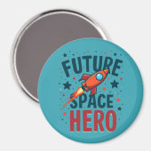 Toekomstige Space Hero Retro Rocket Ship Ontwerp Magneet (Voorkant / Achterkant)