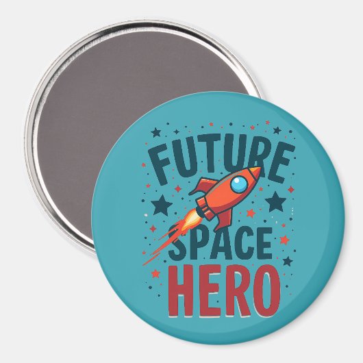 Toekomstige Space Hero Retro Rocket Ship Ontwerp Magneet (Voorkant / Achterkant)