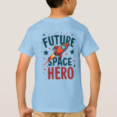 Toekomstige Space Hero Retro Rocket Ship Ontwerp T-shirt (Achterkant)