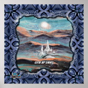 Toekomstige stad van licht poster