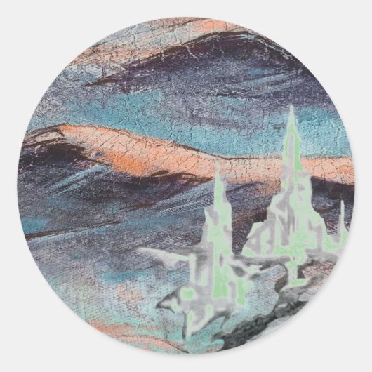 Toekomstige stad van licht ronde sticker (Voorkant)