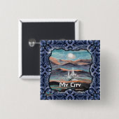 Toekomstige stad van licht vierkante button 5,1 cm (Voorkant /achterkant)