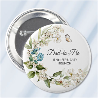 Toekomstige Vader, Blauwe Babyborrel/Brunch met Mo Ronde Button 5,7 Cm