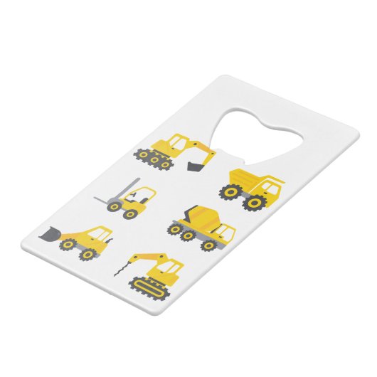 Toekomstige voertuigen voor de bouw van graafmachi kredietkaart flessenopener (Voorkant Gekanteld)